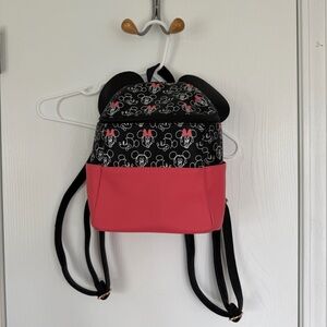 Disney Dani By Danielle Nicole Minnie Mouse Mini Backpack Pink & Black w/ears